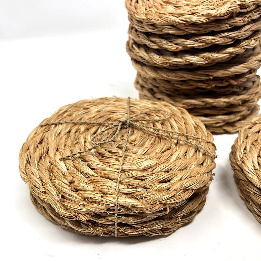 Crate&Barrel Straw Bali Coasters - Set of 24
